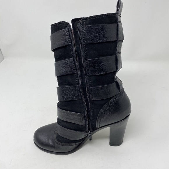 MARC BY MARC JACOBS Gold Buckle Leather Suede MidCalf Belted HEEL BOOTS / EU 37 - Picture 14 of 16